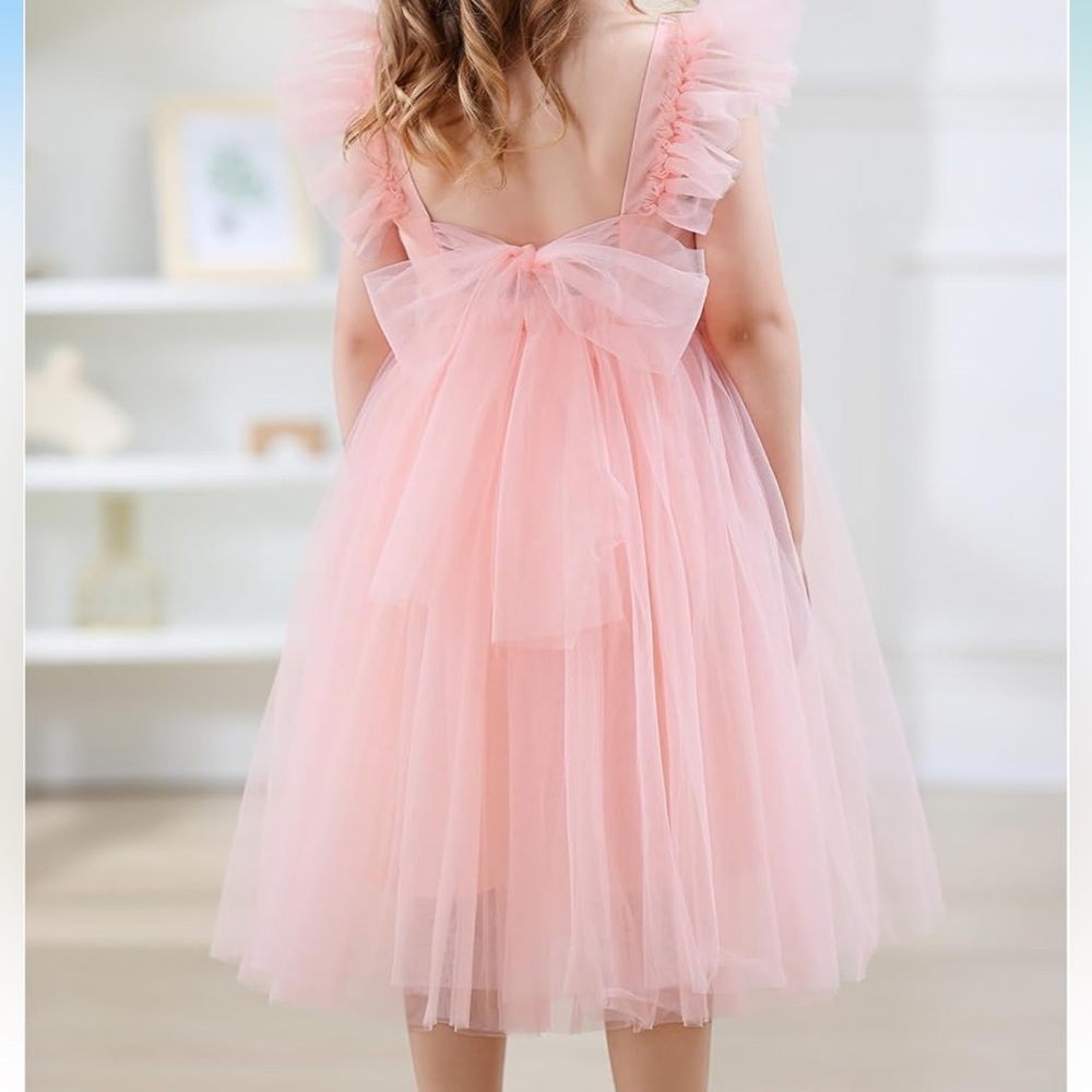 Girl’s Pink Ruffled Tulle Party Dress Size 5/6 Y, 120 cm - Picture 12 of 13